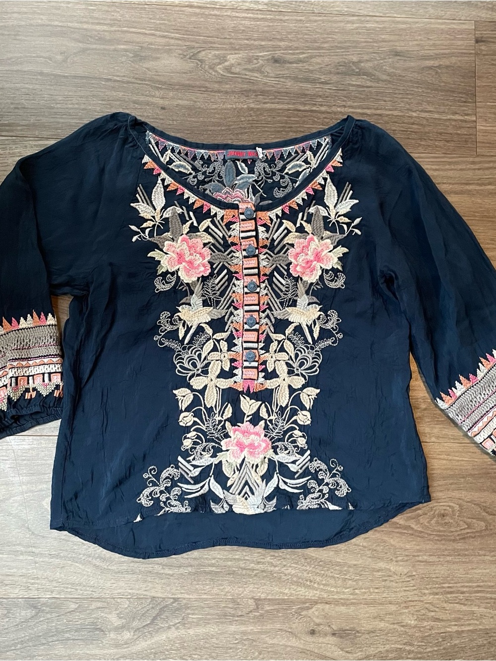 <Alterations/Flaws> Johnny Was Mari Heavy Embroidered Floral Tunic XS